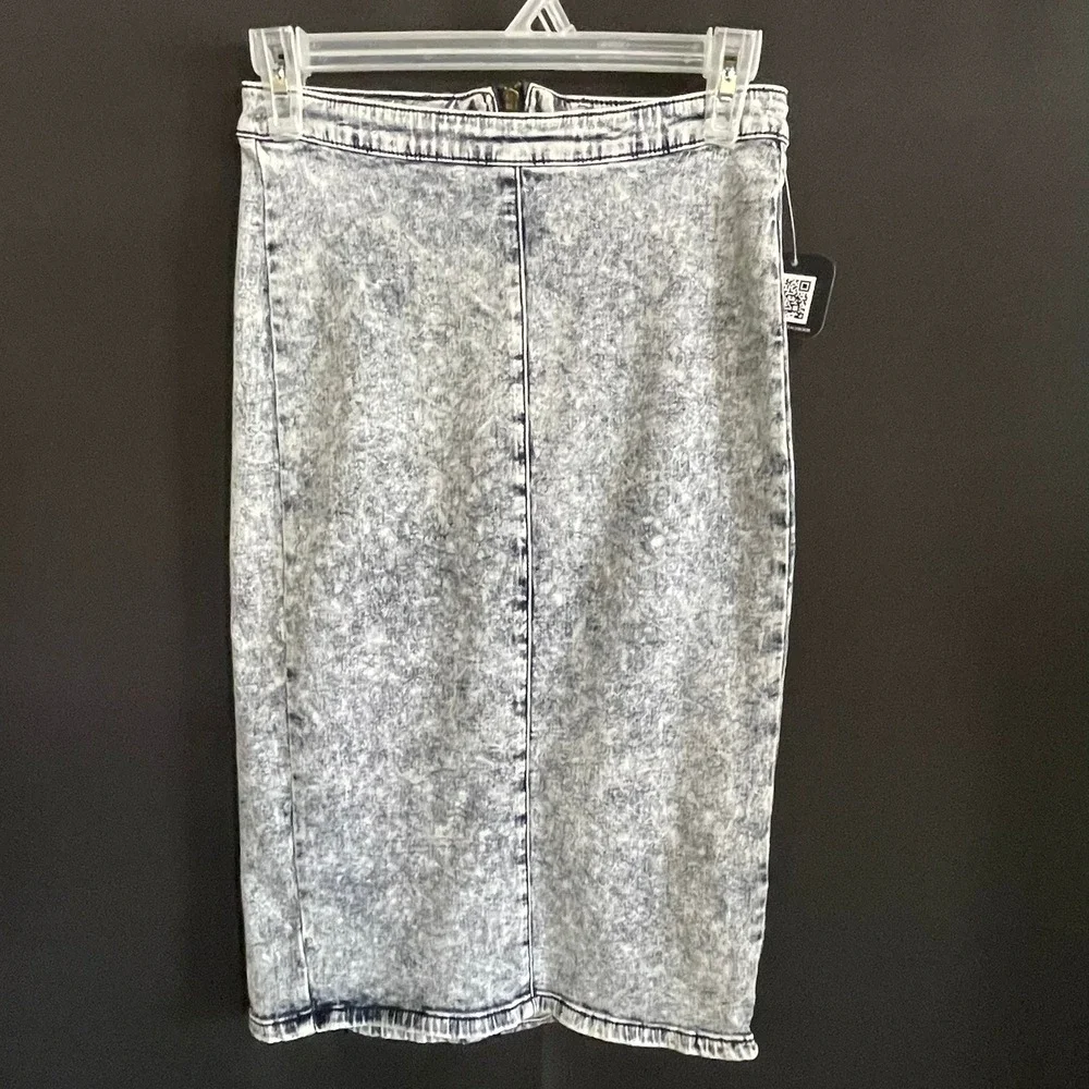 Vintage Iris Jeans Pencil Skirt Womens S Blue Good Acid Wash High Waist Midi